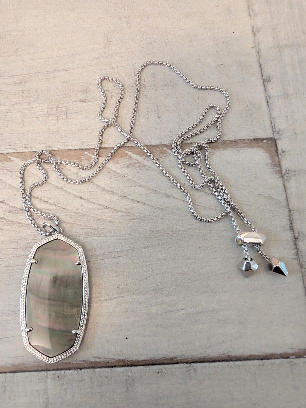 Kendra Scott Reid Necklace Silver And Black Mother Of Pearl